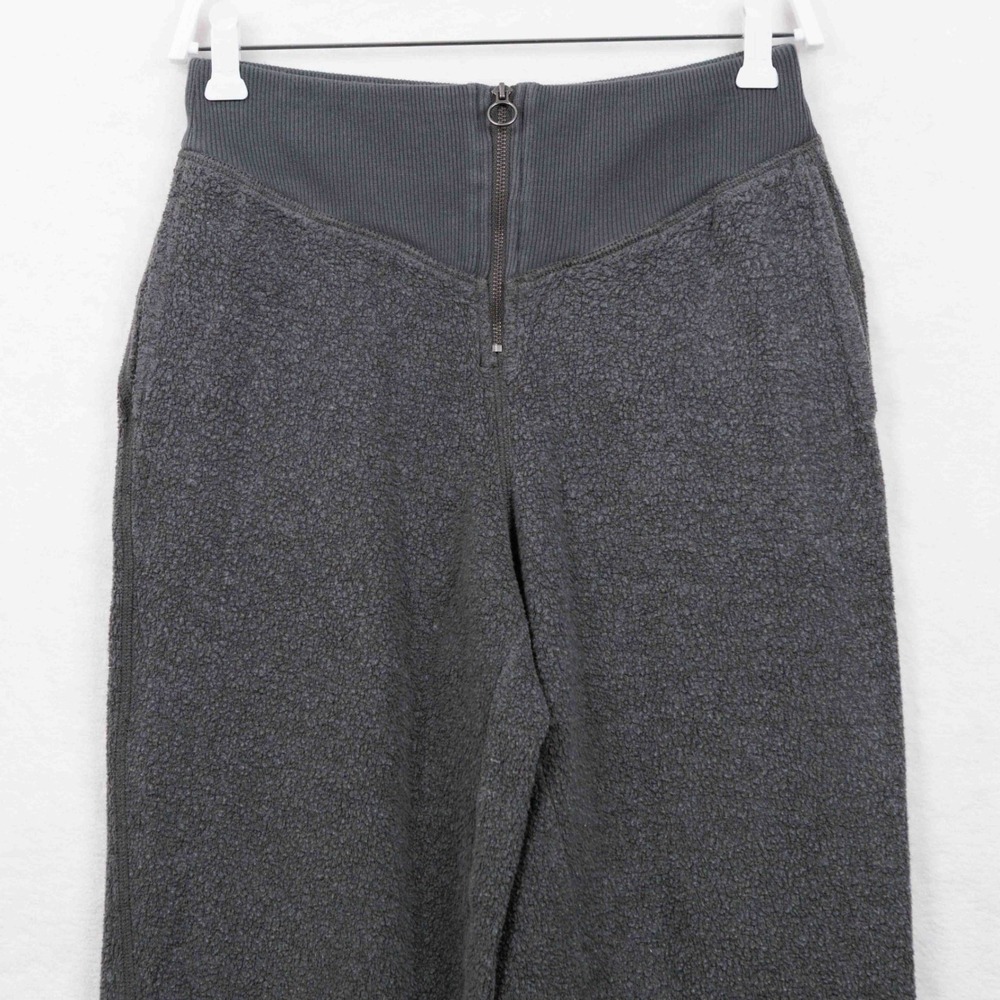 AERIE Sherpa Fleece Corset Zip Jogger Lounge Pants Fuzzy Cozy Gray Sz S - Picture 3 of 9